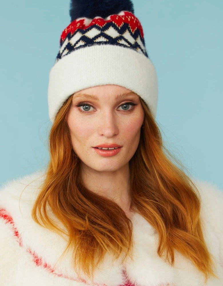 Knitted Faux Fur Pompom Hat