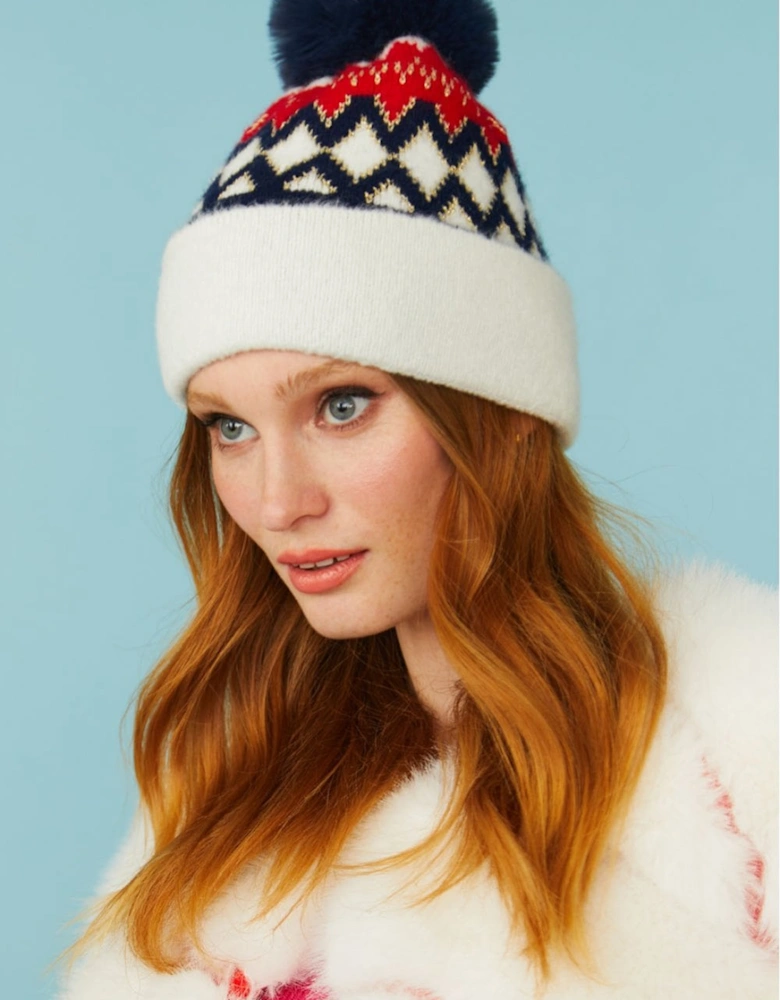 Knitted Faux Fur Pompom Hat