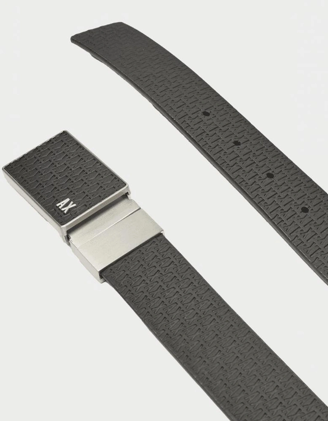 Monogram Embossed Reversible Black Leather Belt