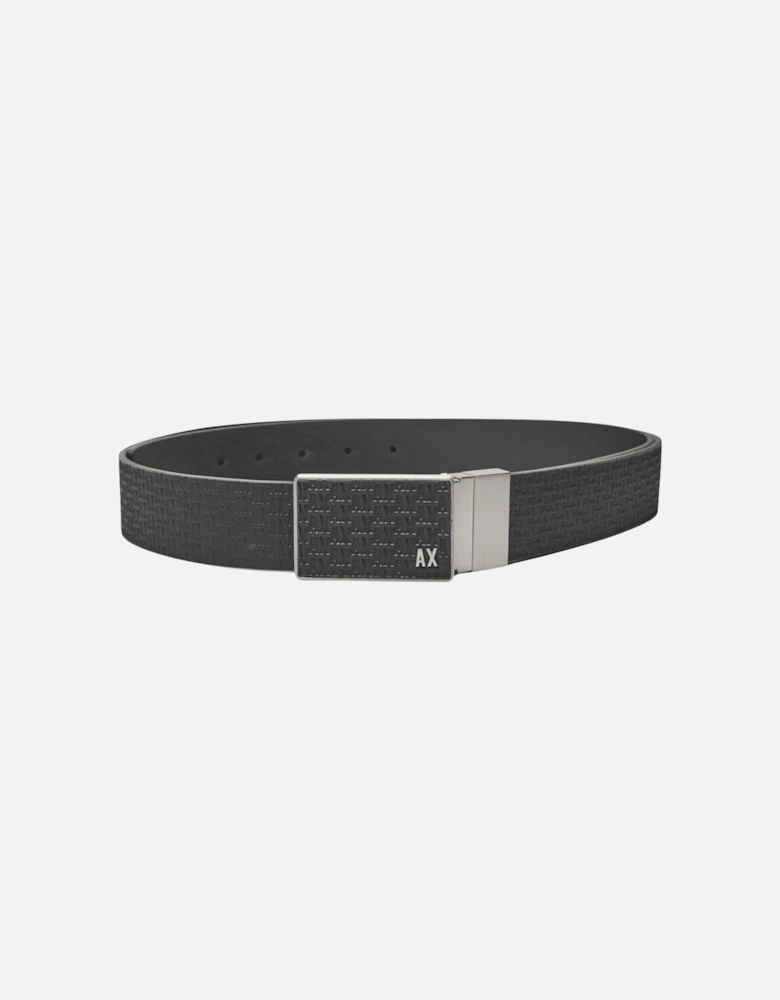 Monogram Embossed Reversible Black Leather Belt