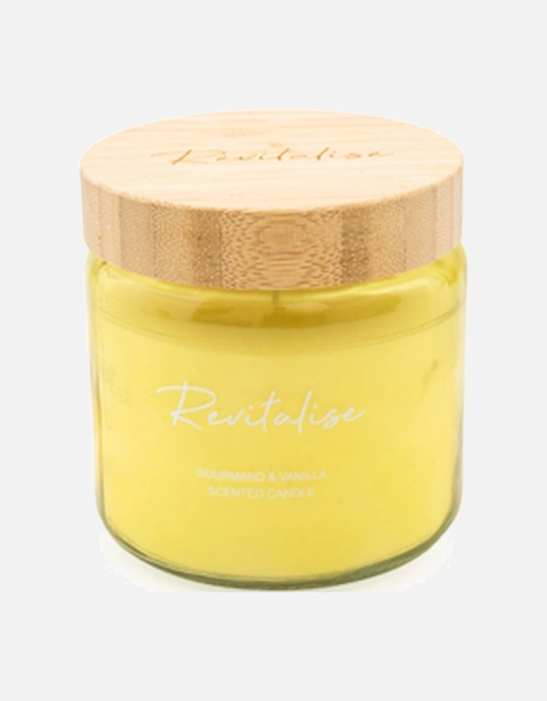 Yellow Large Candle with Bamboo Lid and Devon Scent Revitalise