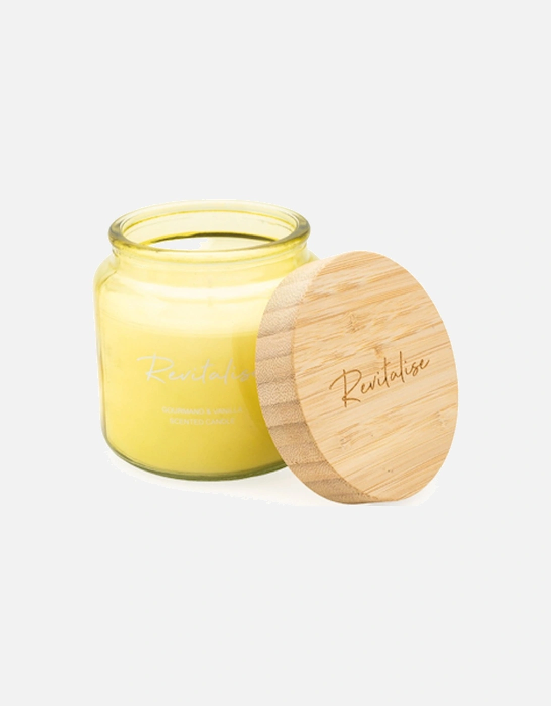 Yellow Large Candle with Bamboo Lid and Devon Scent Revitalise