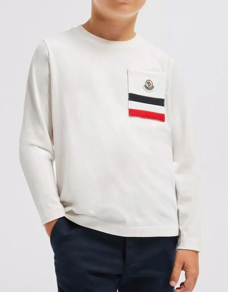 Kids Pocket LS T-Shirt White