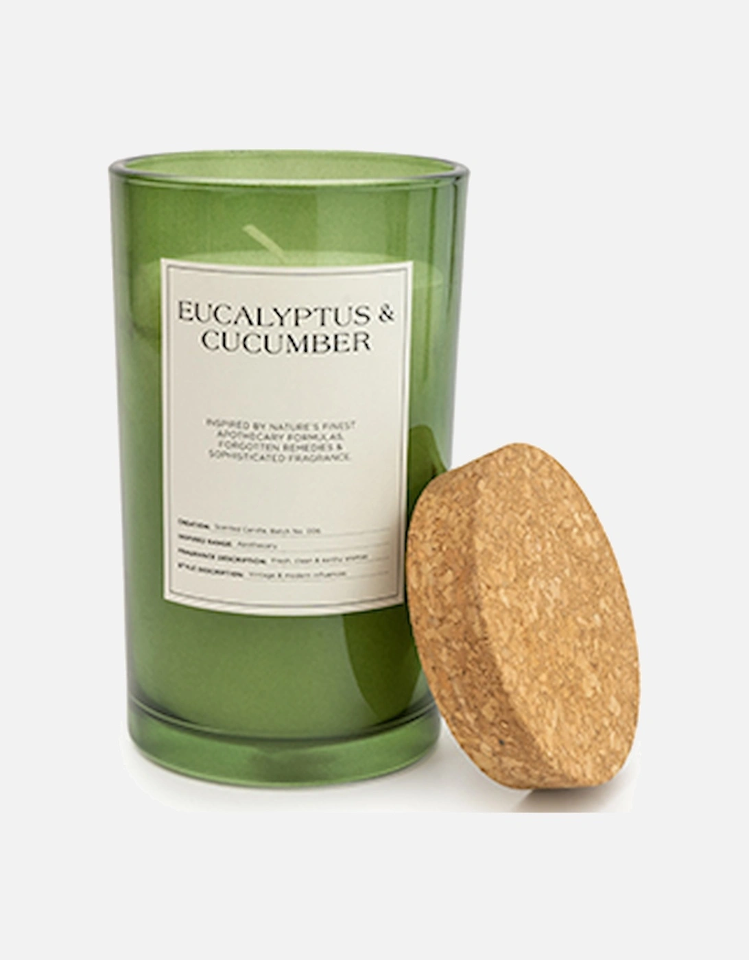 15cm Large Glass Candle With Cork Lid Eucalyptus and Cucumber, 3 of 2