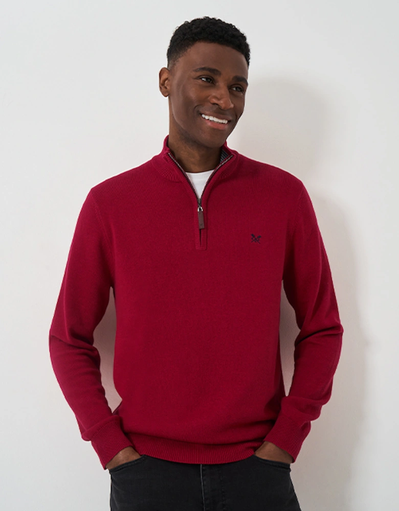 Men's Organic Classic 1/2 Zip Jumper Dark Red Marl