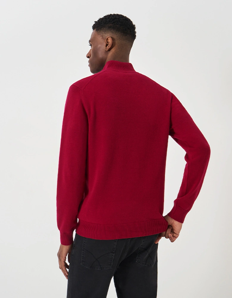 Men's Organic Classic 1/2 Zip Jumper Dark Red Marl