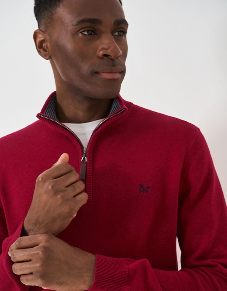 Men's Organic Classic 1/2 Zip Jumper Dark Red Marl