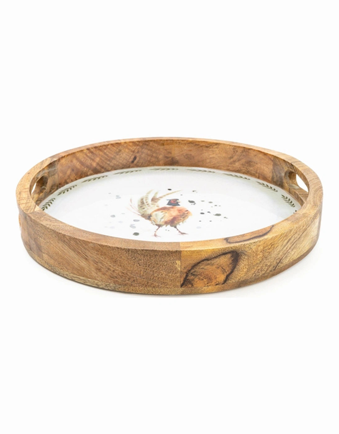 Handcrafted Round Wooden Tray Pheasant 30cm, 4 of 3