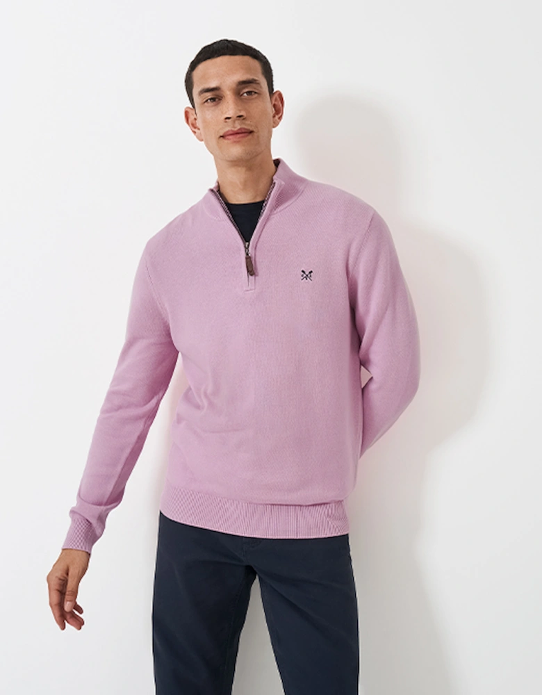 Men's Organic Classic 1/2 Zip Jumper Mauve Mist