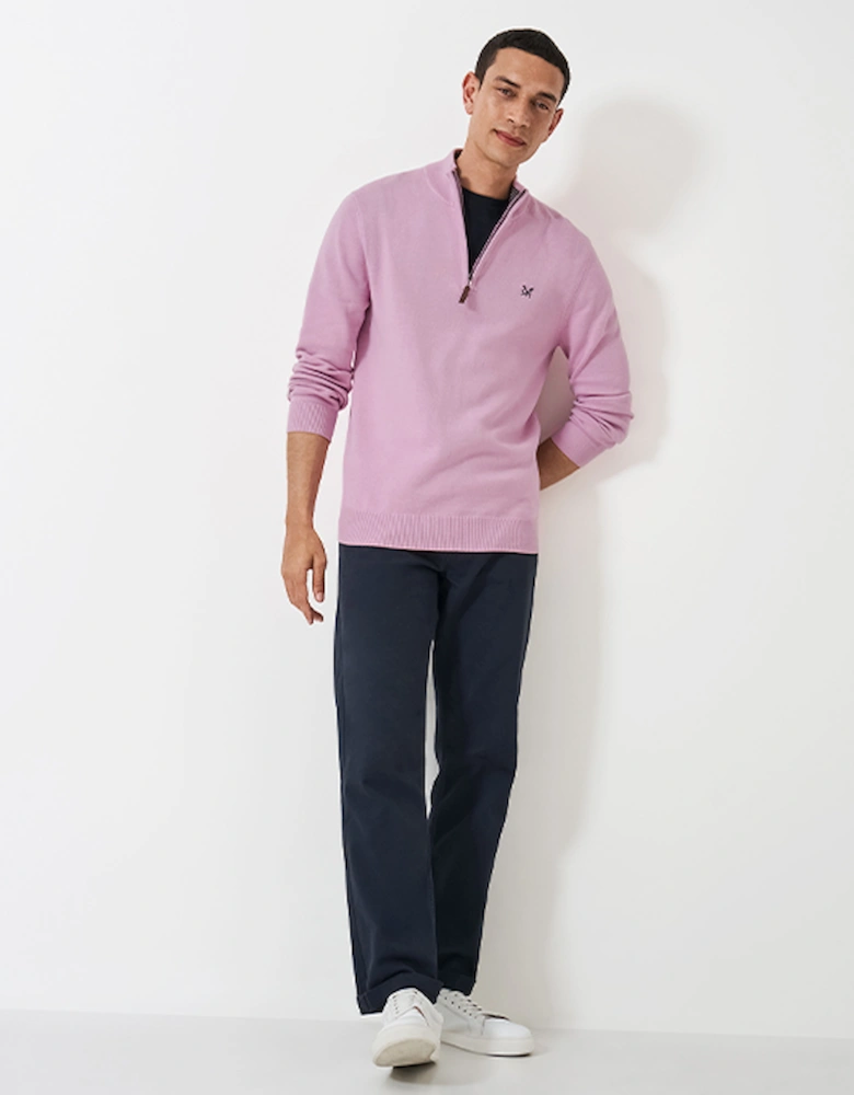 Men's Organic Classic 1/2 Zip Jumper Mauve Mist