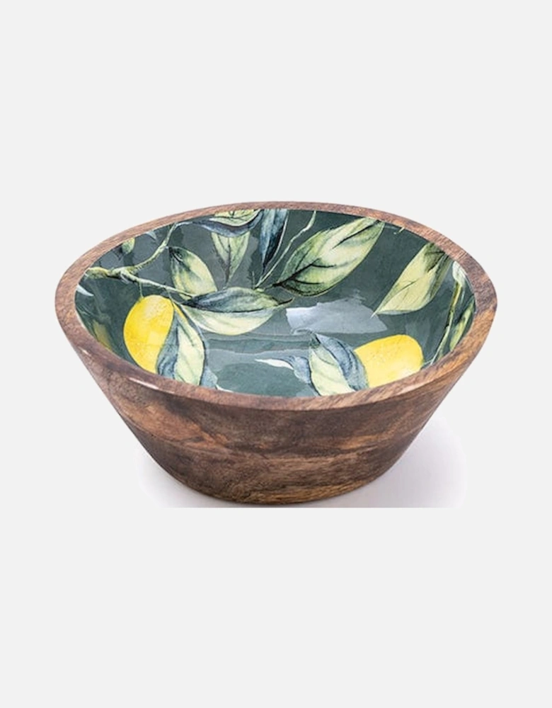 Handcrafted Lemon & Leaves Mango Wooden Bowl 20cm