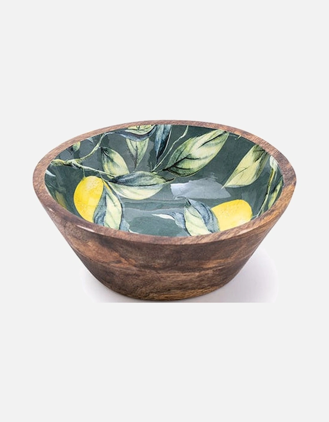 Handcrafted Lemon & Leaves Mango Wooden Bowl 20cm, 4 of 3