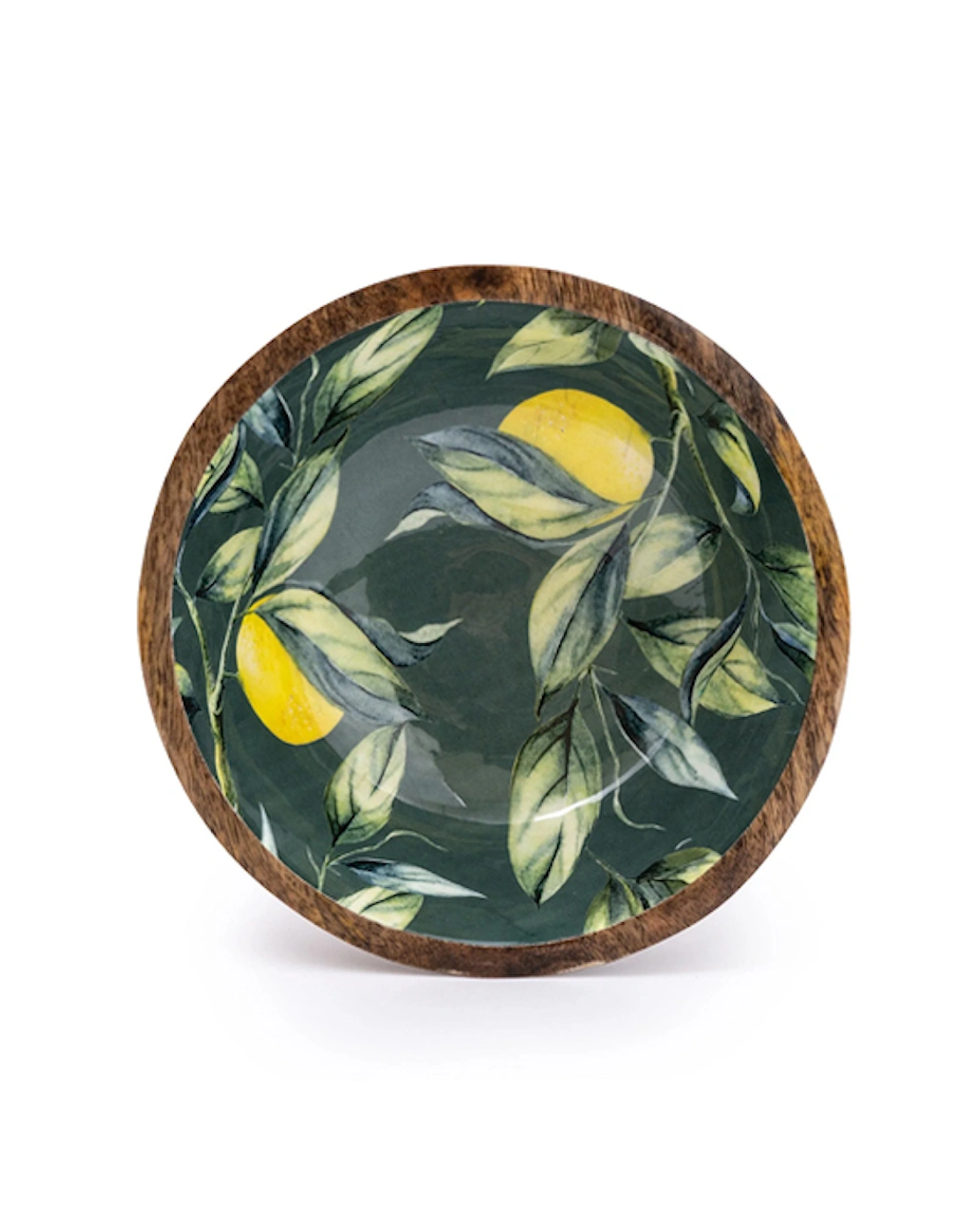 Handcrafted Lemon & Leaves Mango Wooden Bowl 20cm