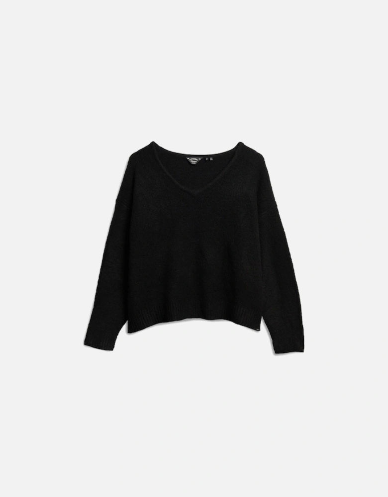 Women's Oversized V Neck Jumper Black