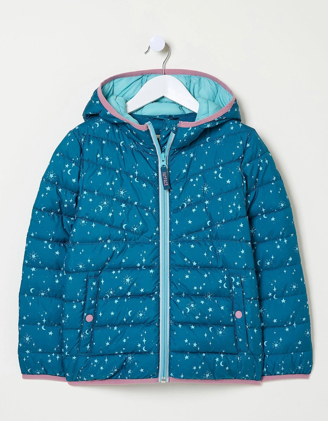 Girls Printed Poppy Padded Jacket - Dark Teal Blue, 5 of 4