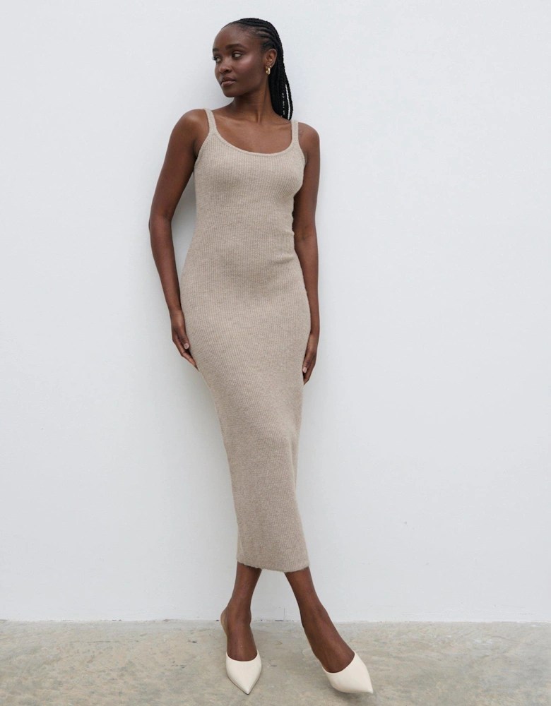 Winnie Strappy Knit Dress - Beige