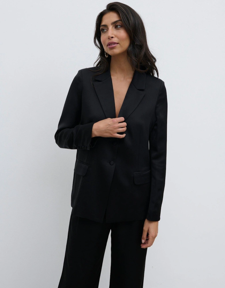 Callie Satin Blazer - Black