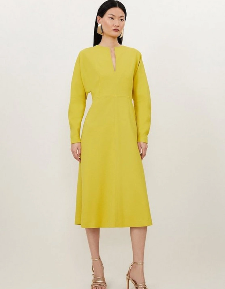 Petite Tailored Structured Crepe Keyhole Rounded A Line Maxi Dress