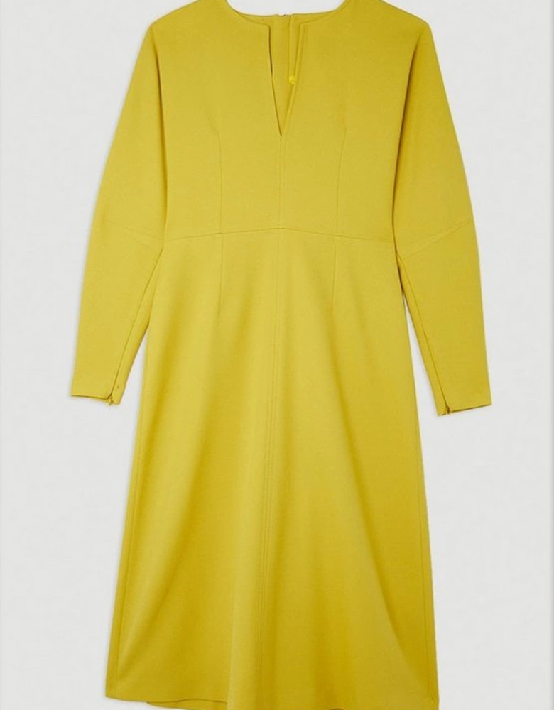 Petite Tailored Structured Crepe Keyhole Rounded A Line Maxi Dress