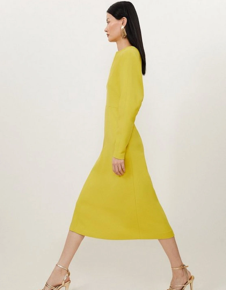 Petite Tailored Structured Crepe Keyhole Rounded A Line Maxi Dress