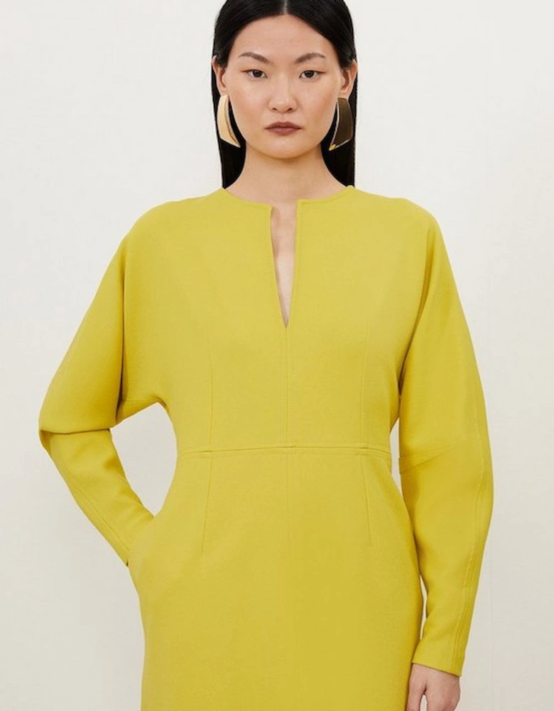 Petite Tailored Structured Crepe Keyhole Rounded A Line Maxi Dress