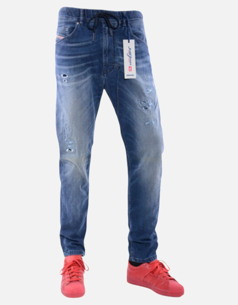 NARROT-NE 0666W Mens Denim Jeans Sweat Jogg Distressed Regular Fit Carrot