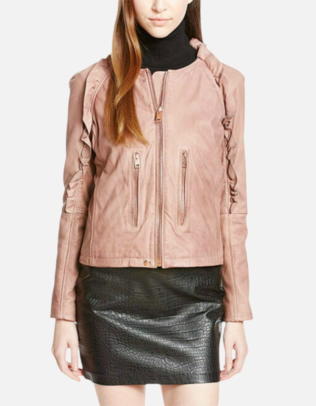 L HEZE Womens Biker Jacket Genuine Leather, 8 of 7