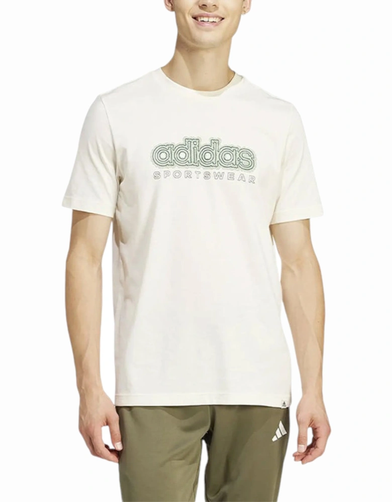 IS2883 Mens T Shirt SPW Growth Graphic Regular Fit Short Sleeve Beige Top
