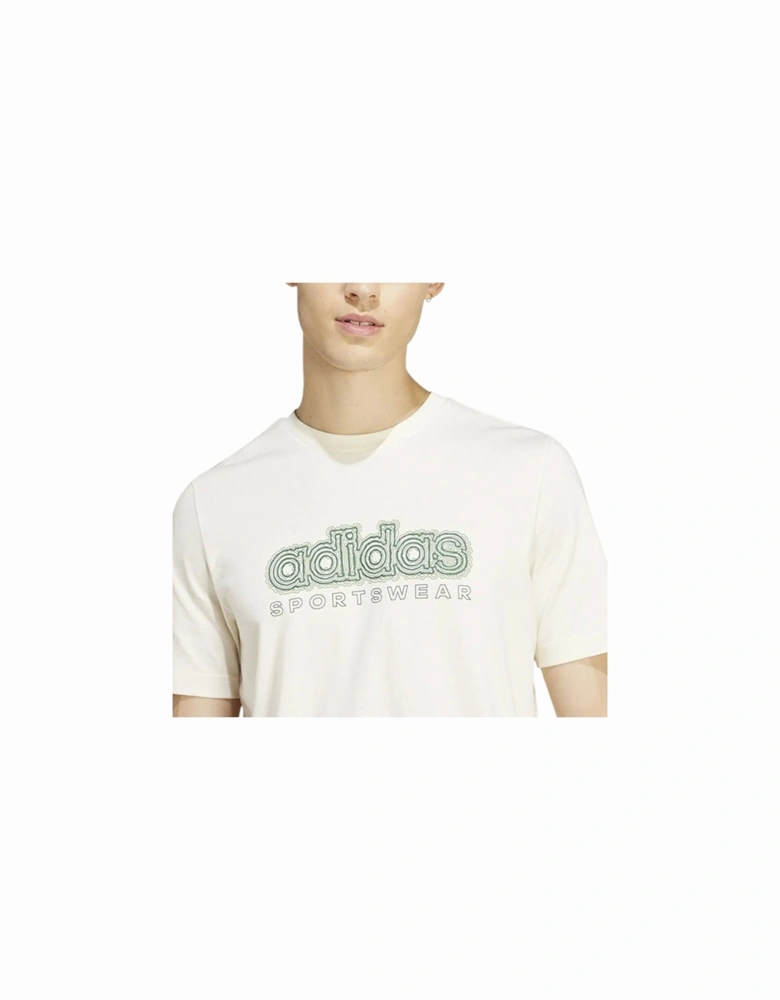 IS2883 Mens T Shirt SPW Growth Graphic Regular Fit Short Sleeve Beige Top