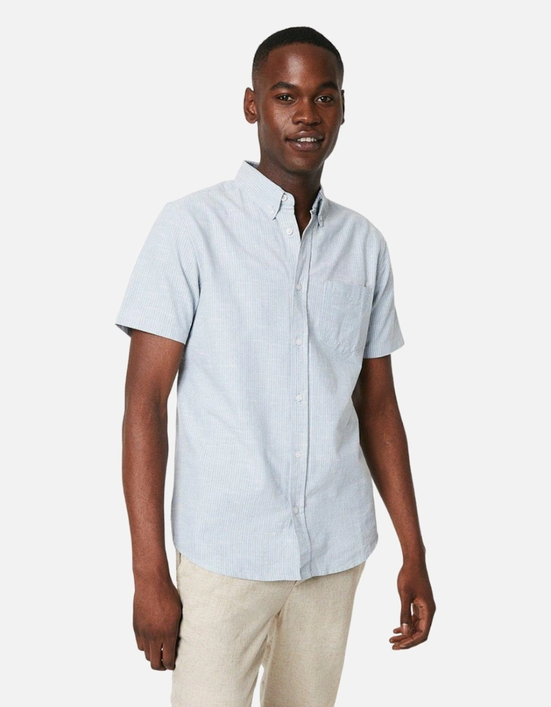 Mens Fine Stripe Oxford Short-Sleeved Shirt