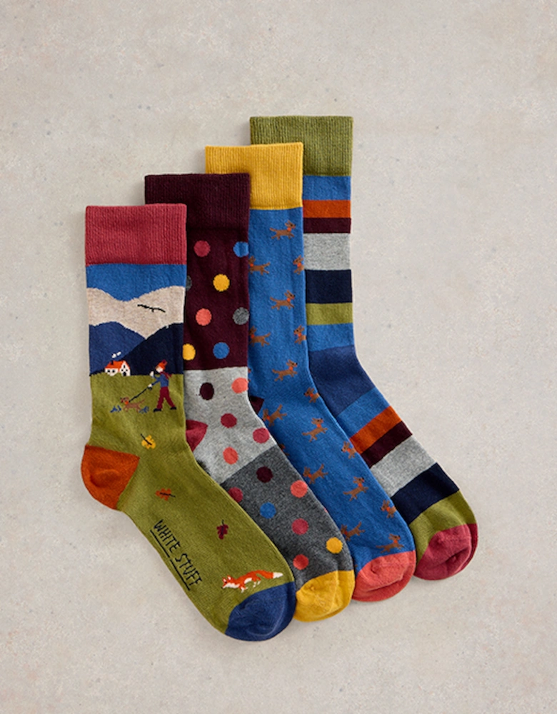 Men's Winter Walk Ankle Socks Blue Multi