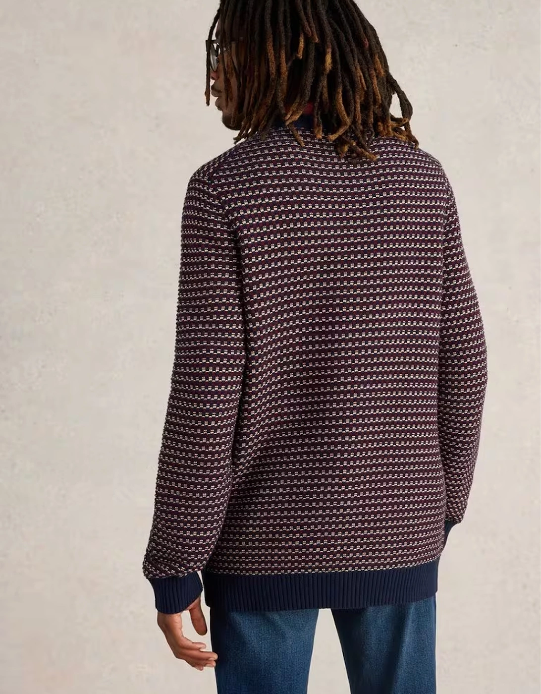 Men's Tuck Stitch Crew Plum Multi