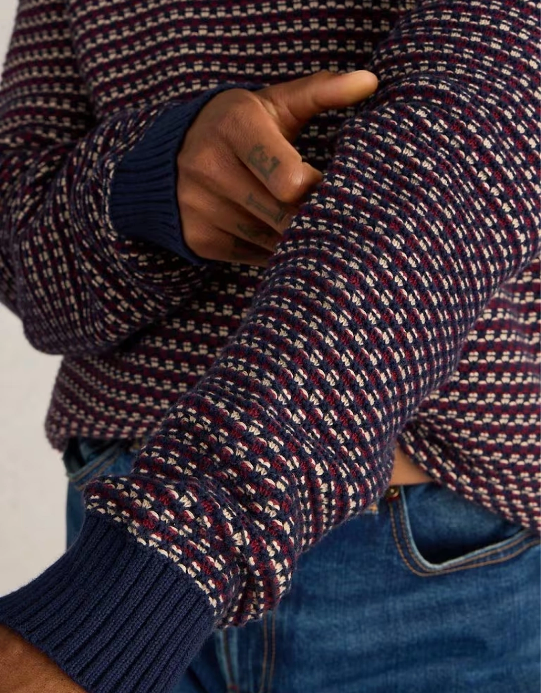 Men's Tuck Stitch Crew Plum Multi