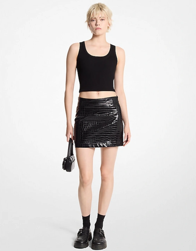 Crocodile Embossed Mini Skirt