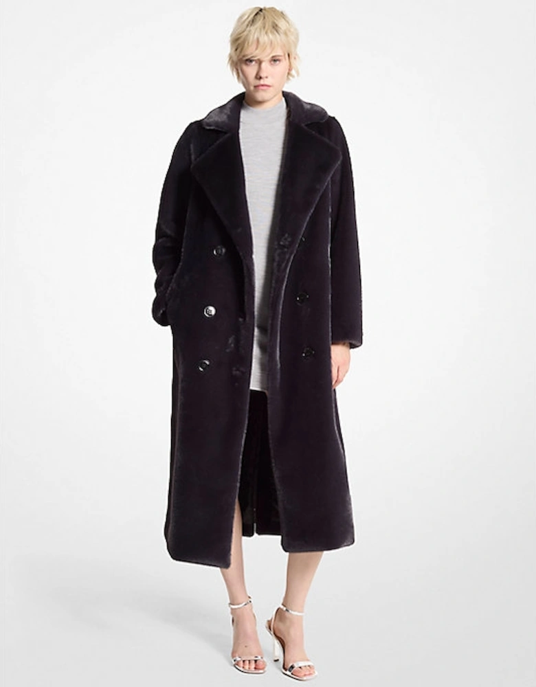 Oversized Faux Fur Double-Breasted Coat