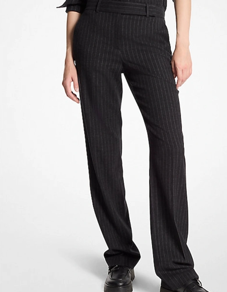 Pinstripe Wool Blend Pants