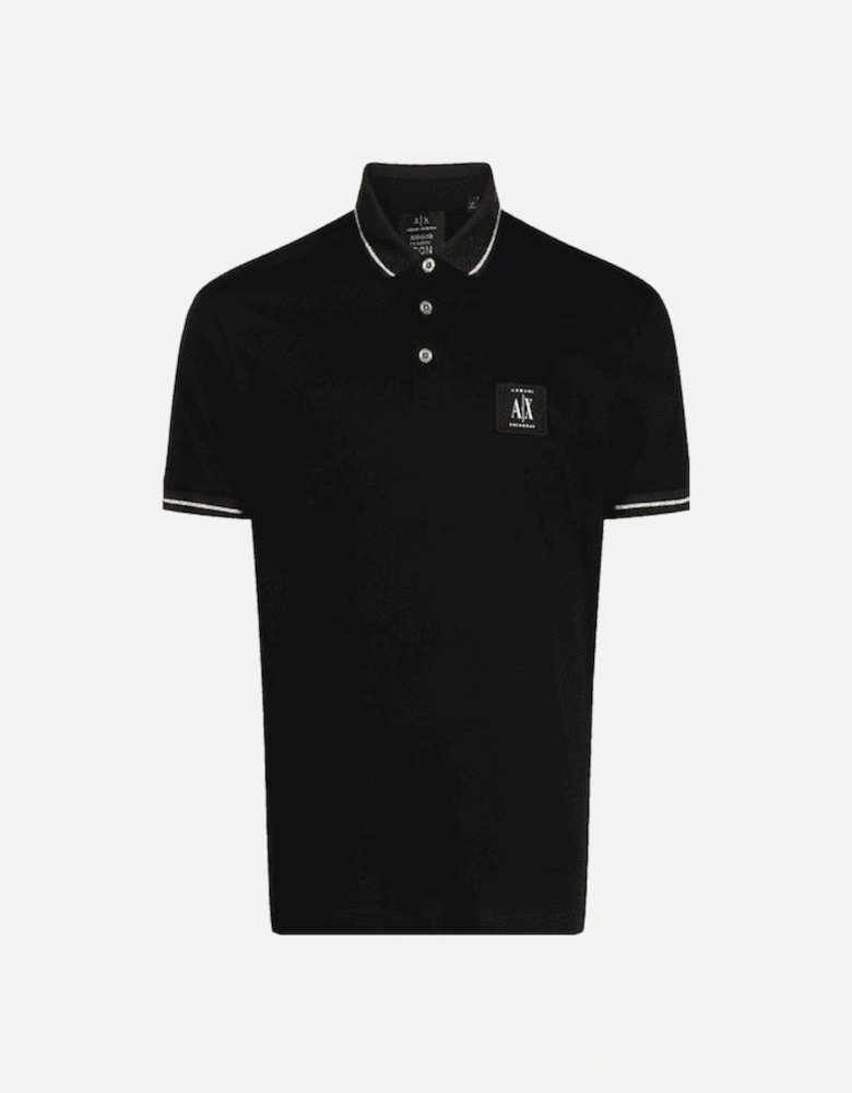 Cotton AX Patch Logo Black Polo Shirt