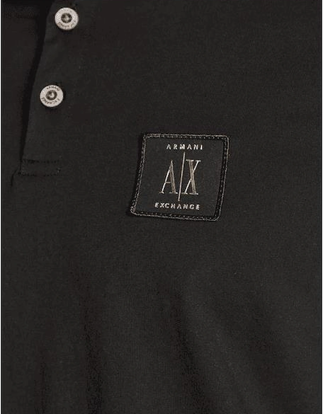 Cotton AX Patch Logo Black Polo Shirt