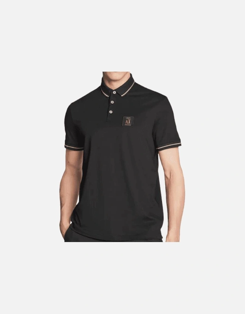 Cotton AX Patch Logo Black Polo Shirt