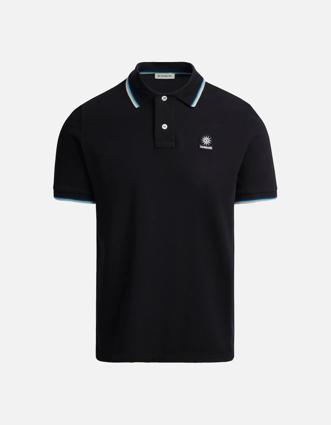 Tipped Badge Pique Polo Shirt Black
