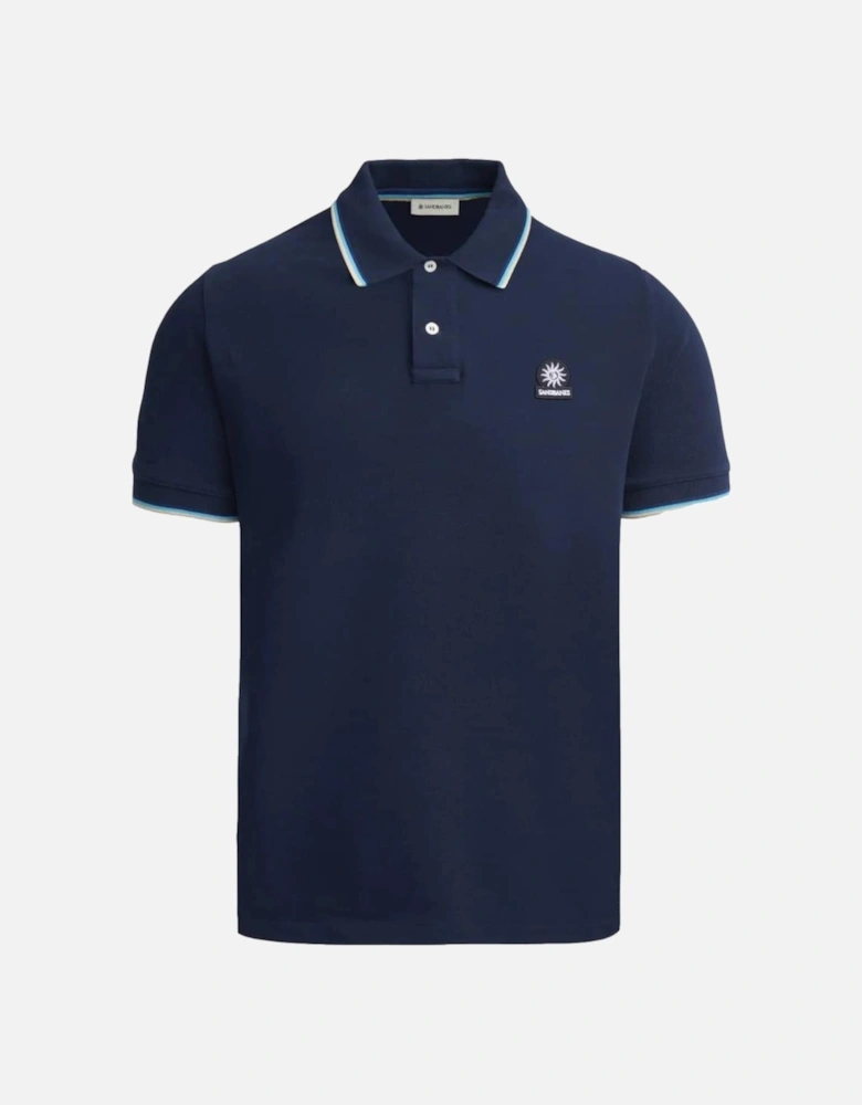 Tipped Badge Pique Polo Shirt Navy
