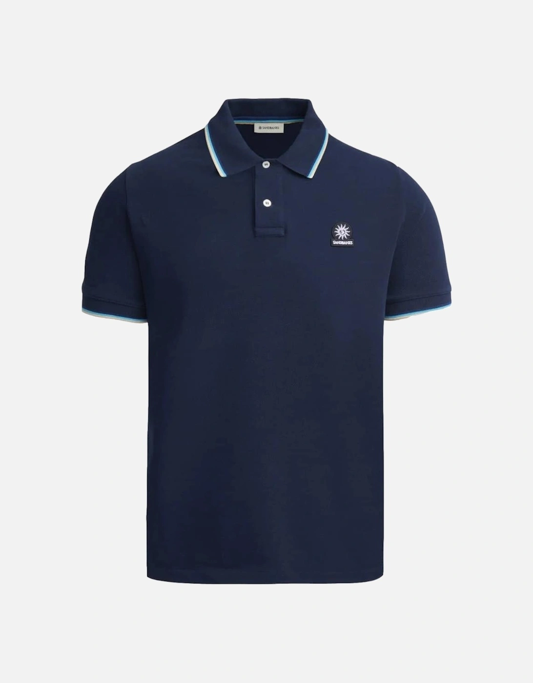 Tipped Badge Pique Polo Shirt Navy