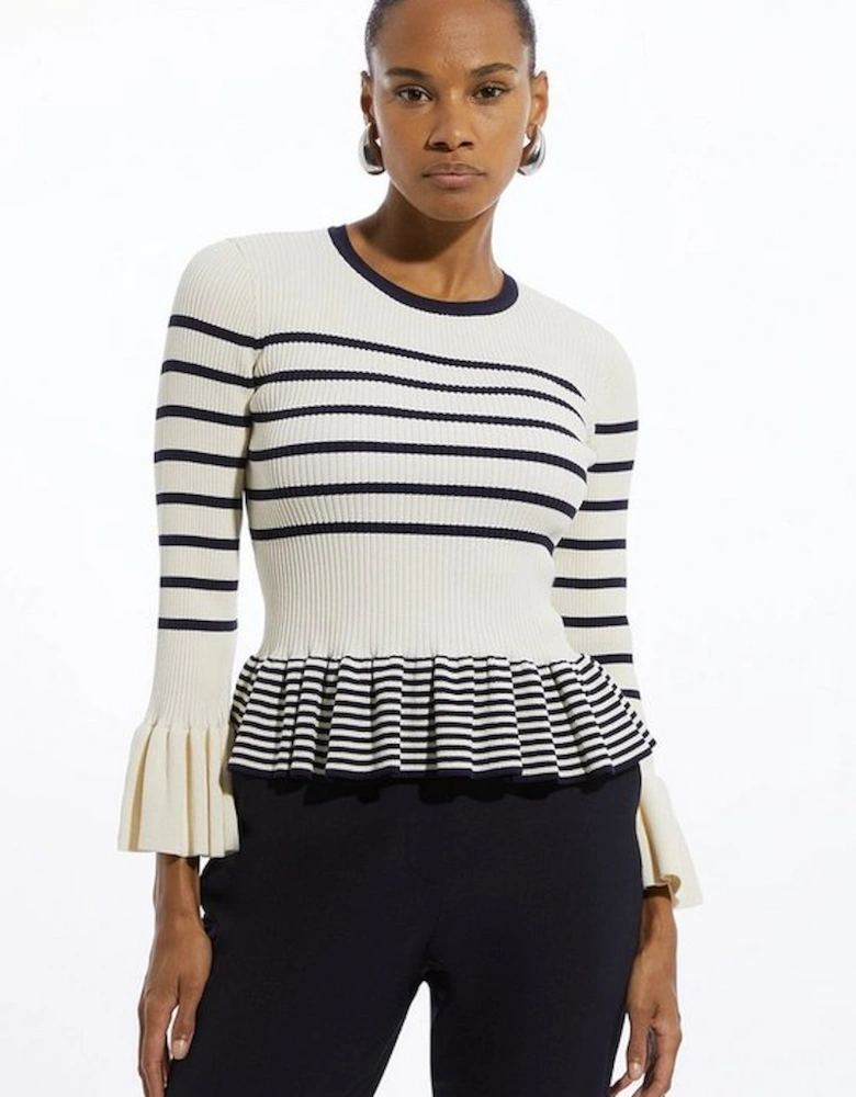 Full Sleeve Peplum Knit Rib Top