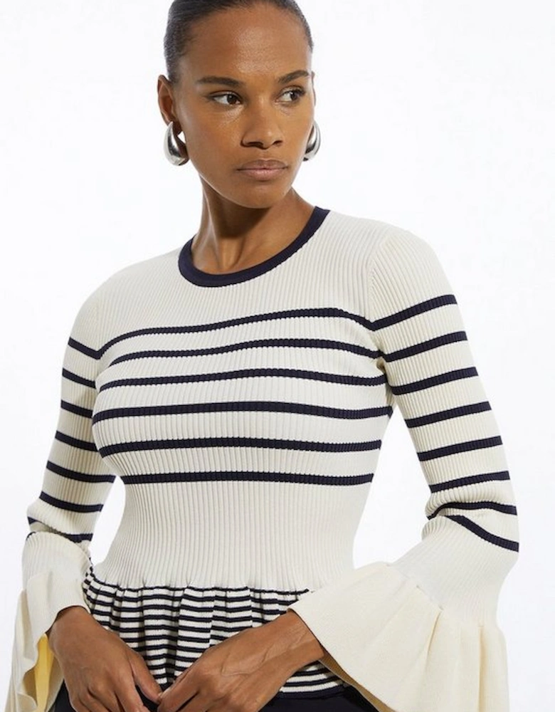 Full Sleeve Peplum Knit Rib Top