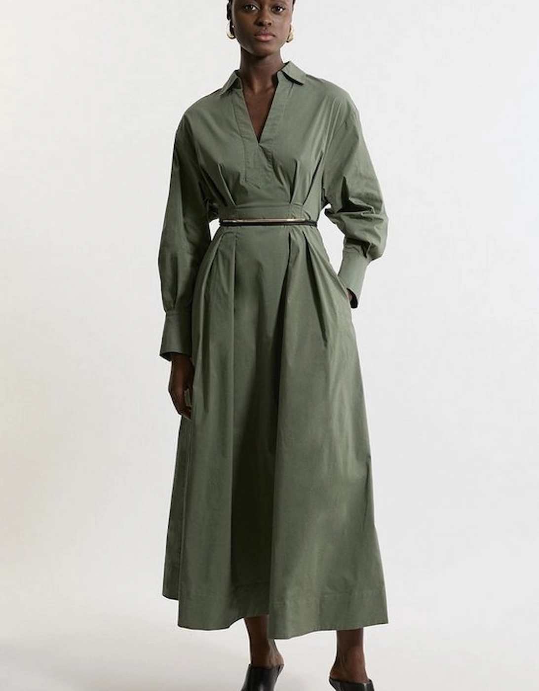 Poplin Balloon Sleeve Woven Shirt Dress, 5 of 4