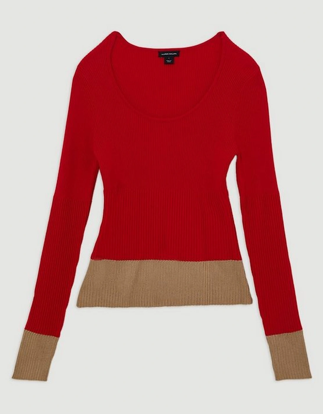 Drapey Ribbed Knit Scoop Neck Top