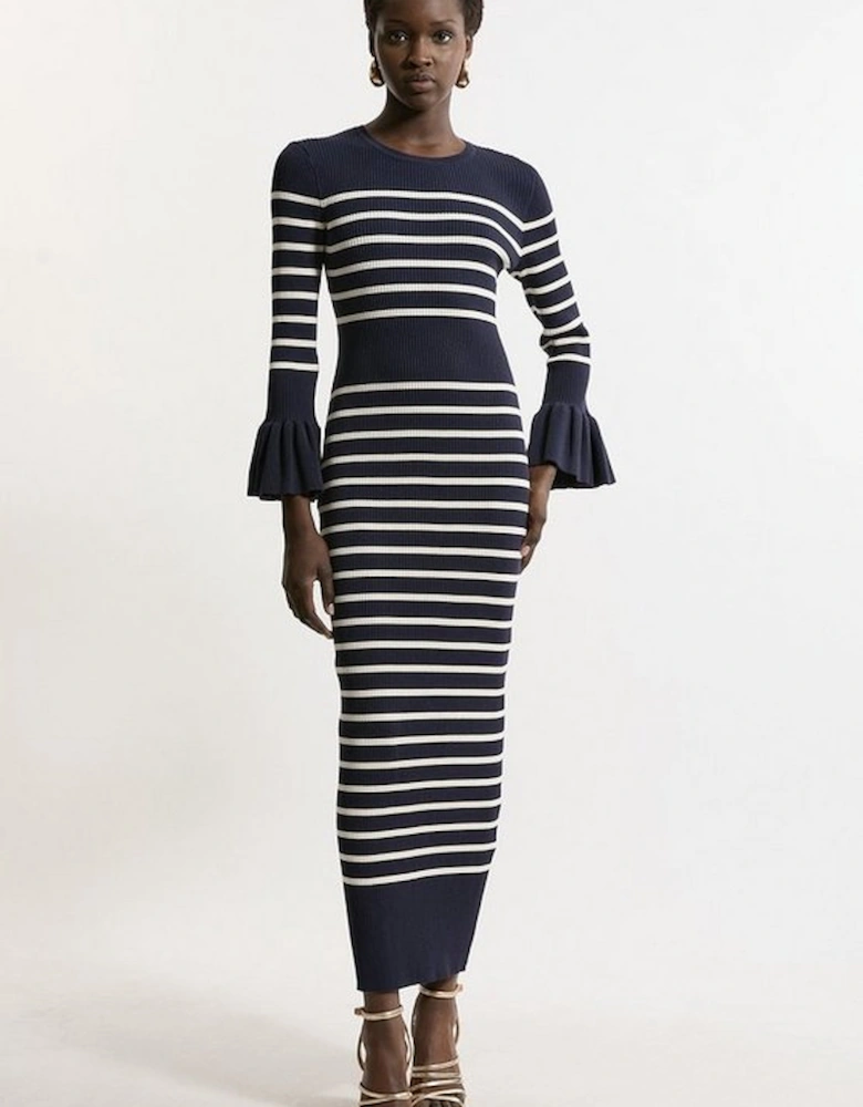 Full Sleeve Rib Knit Midi Dress