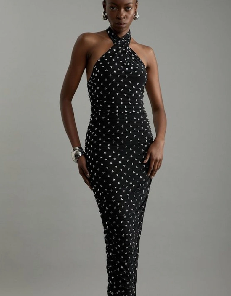 Studded Mesh Maxi Dress