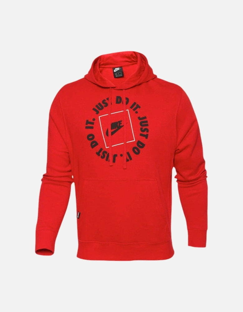 Mens Fleece Hoodie JDI Pullover Long Sleeve Winter Hooded Sweatshirts Red