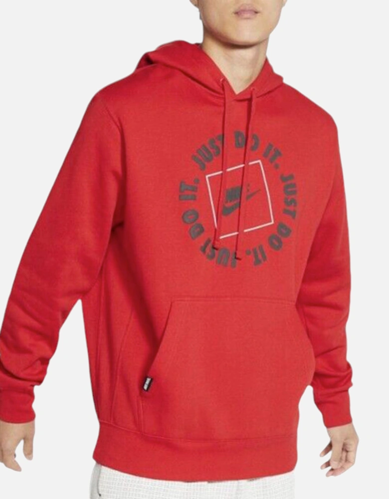 Mens Fleece Hoodie JDI Pullover Long Sleeve Winter Hooded Sweatshirts Red